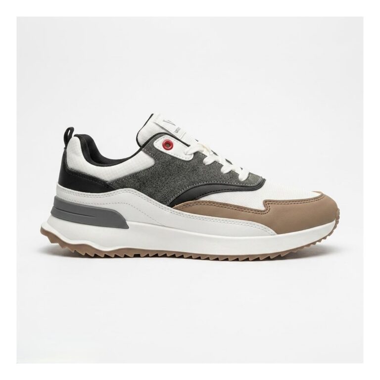 Heren sneaker wit camel grijs