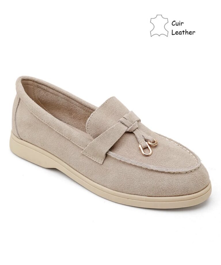 Dames loafer suède en leer in crème