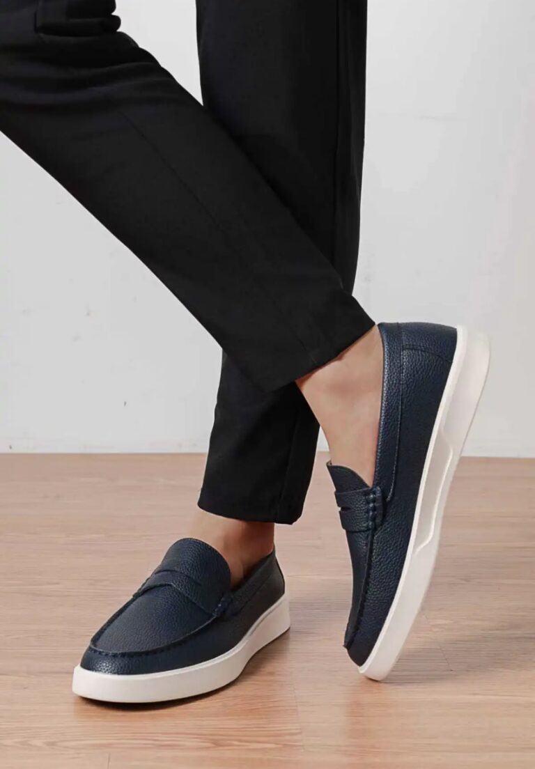 Heren loafer donkerblauw met band