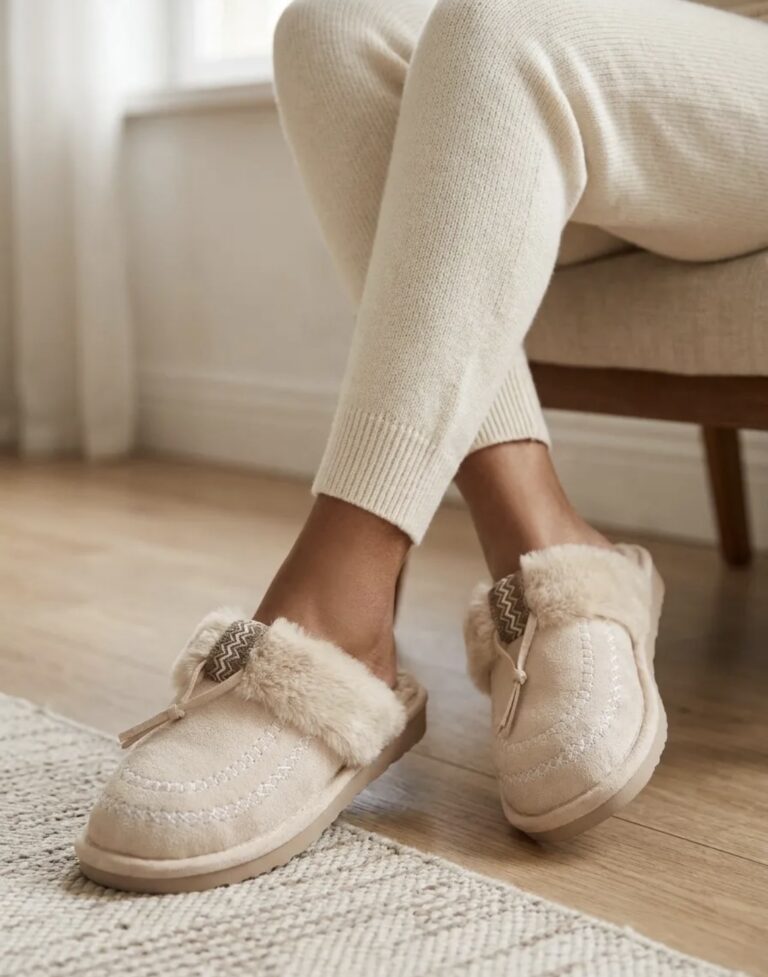 Pantoffels gevoerd beige