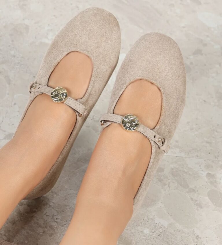 Ballerina suèdine kaki met sluiting