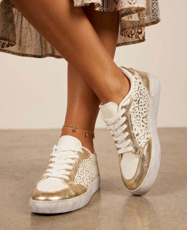 Sneaker goud en wit